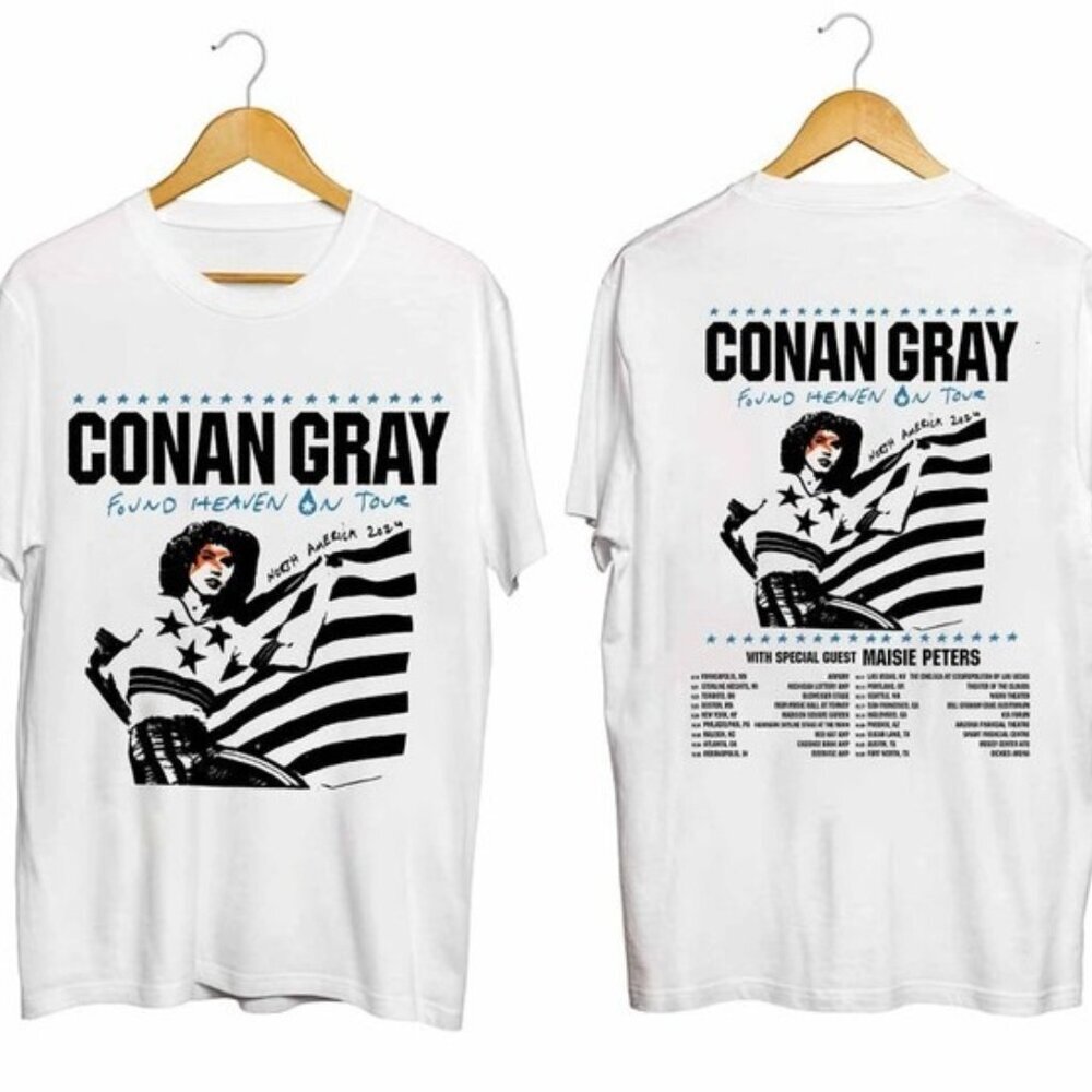 Conan Gray Found Heaven 2024 Tour Music Artist 2 Sided Graphic Fan T-Shirt 81